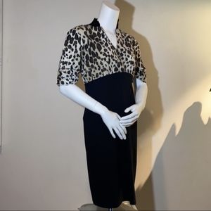 Marc Cain Black and Leopard Print Dress Size 4